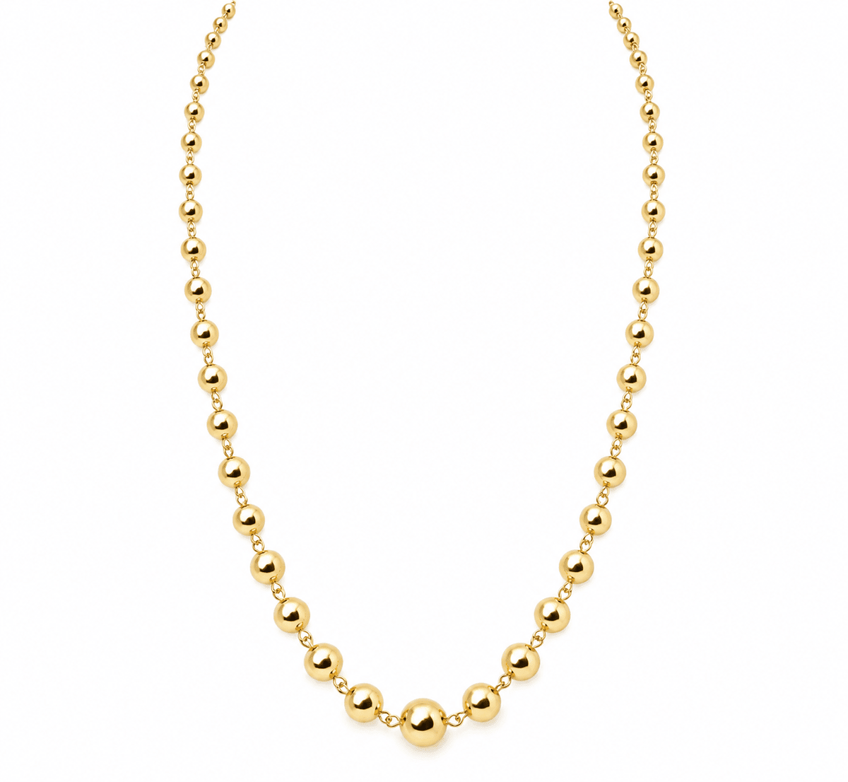 Collier marseillais vintage L'Aurore en or jaune 18 carats avec boules graduées de 2 à 7 mm