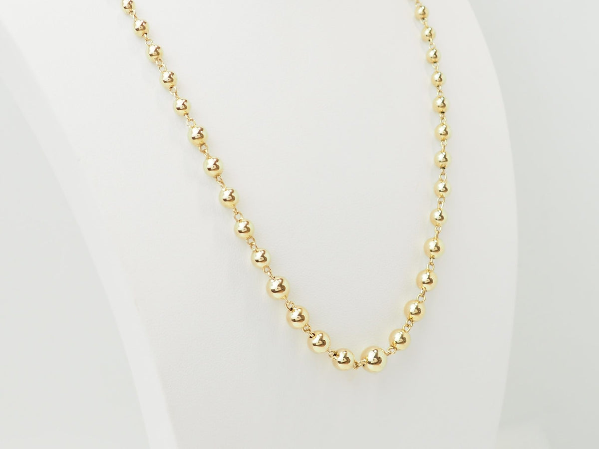 Collier marseillais vintage L'Aurore en or jaune 18 carats avec boules graduées de 2 à 7 mm
