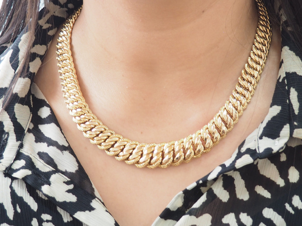 Collier maille américaine en or rose large et élégant